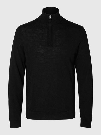 Tray LS Knit Merino Half Zip - Black