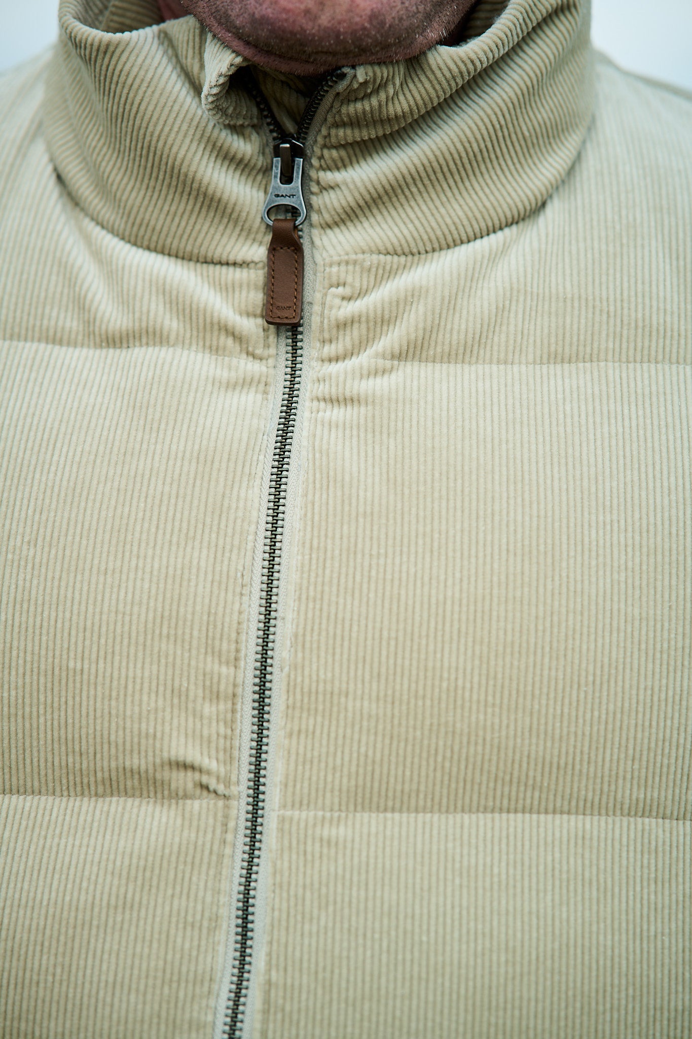 Cord Puffer Jacket - Greige