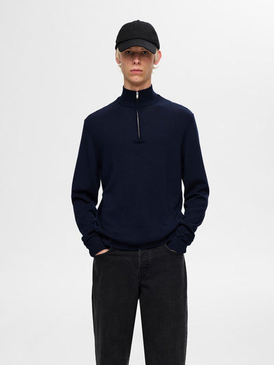 Tray LS Knit Merino Half Zip - Navy Blazer