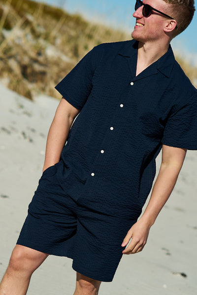 Relaxed-Ace Seersucker SS Shirt - Sky Captain