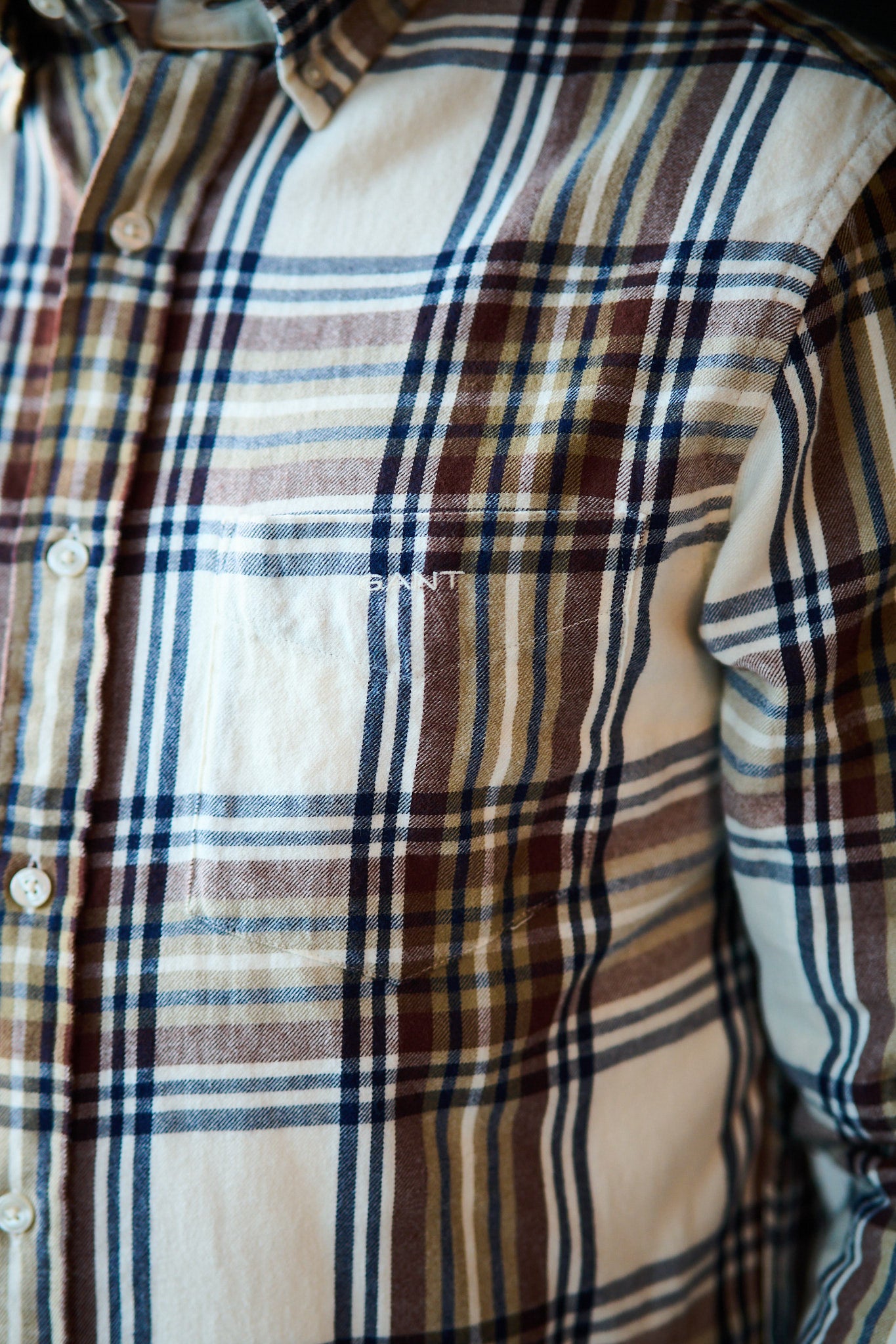 Reg Windblown Flannel Check - Cream