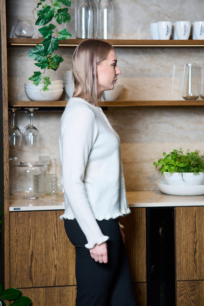 Lulu Frill LS Knit Cardigan - Snow White