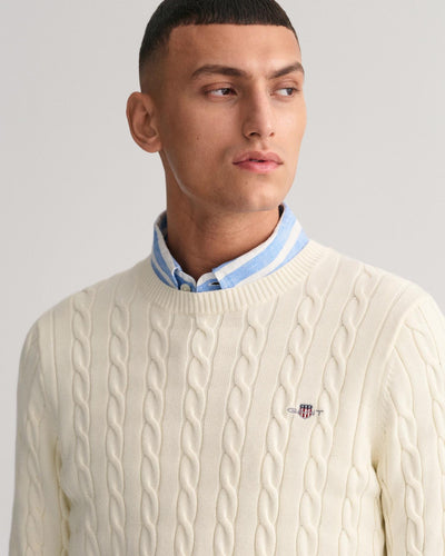 Cotton Cable C-neck - Cream