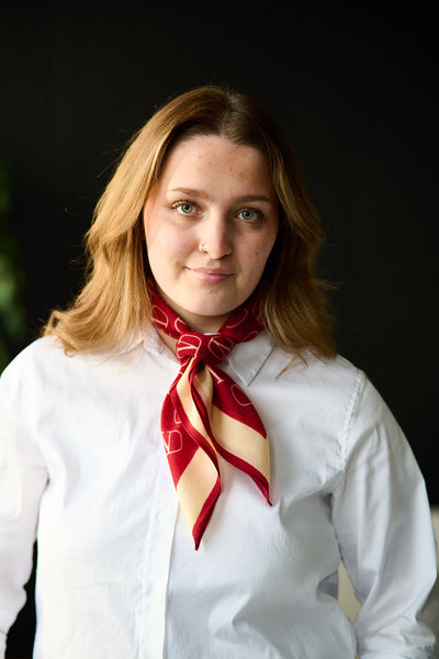 Skjerf Flermønstret Ull 70x70 - Rød