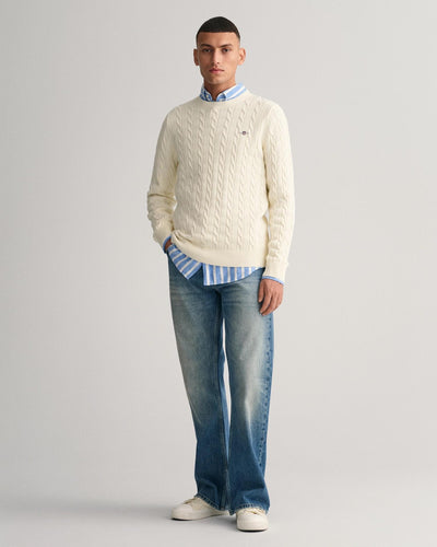 Cotton Cable C-neck - Cream
