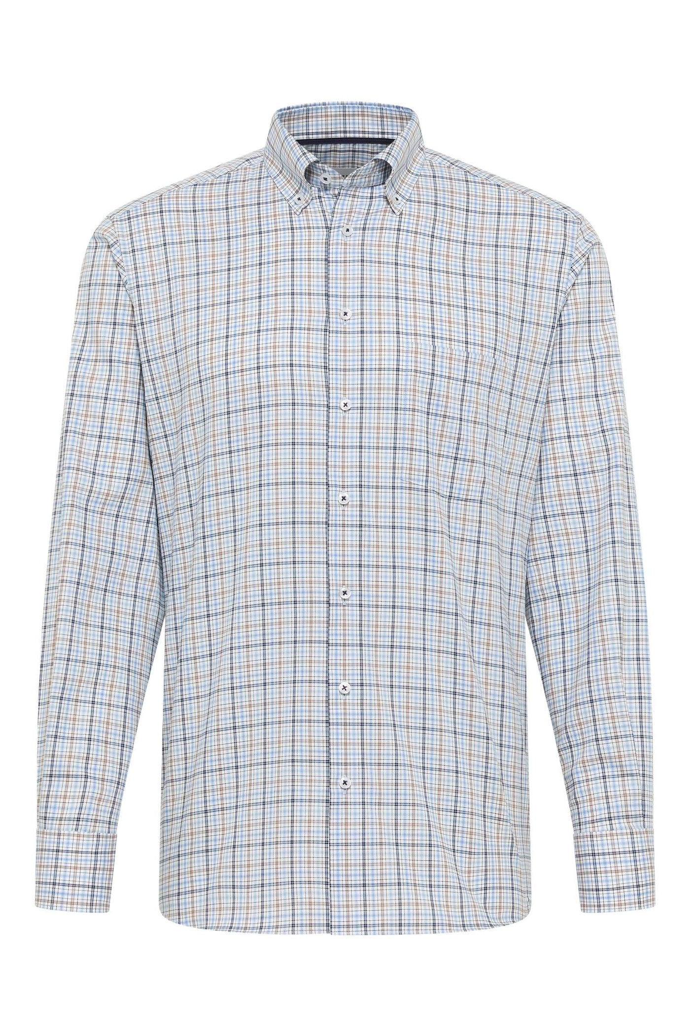 Button Down Checked Shirt - Modern Fit - Blue Check