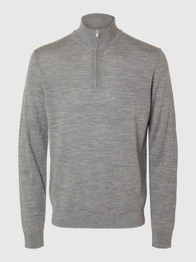 Tray LS Knit Merino Half Zip - Grey