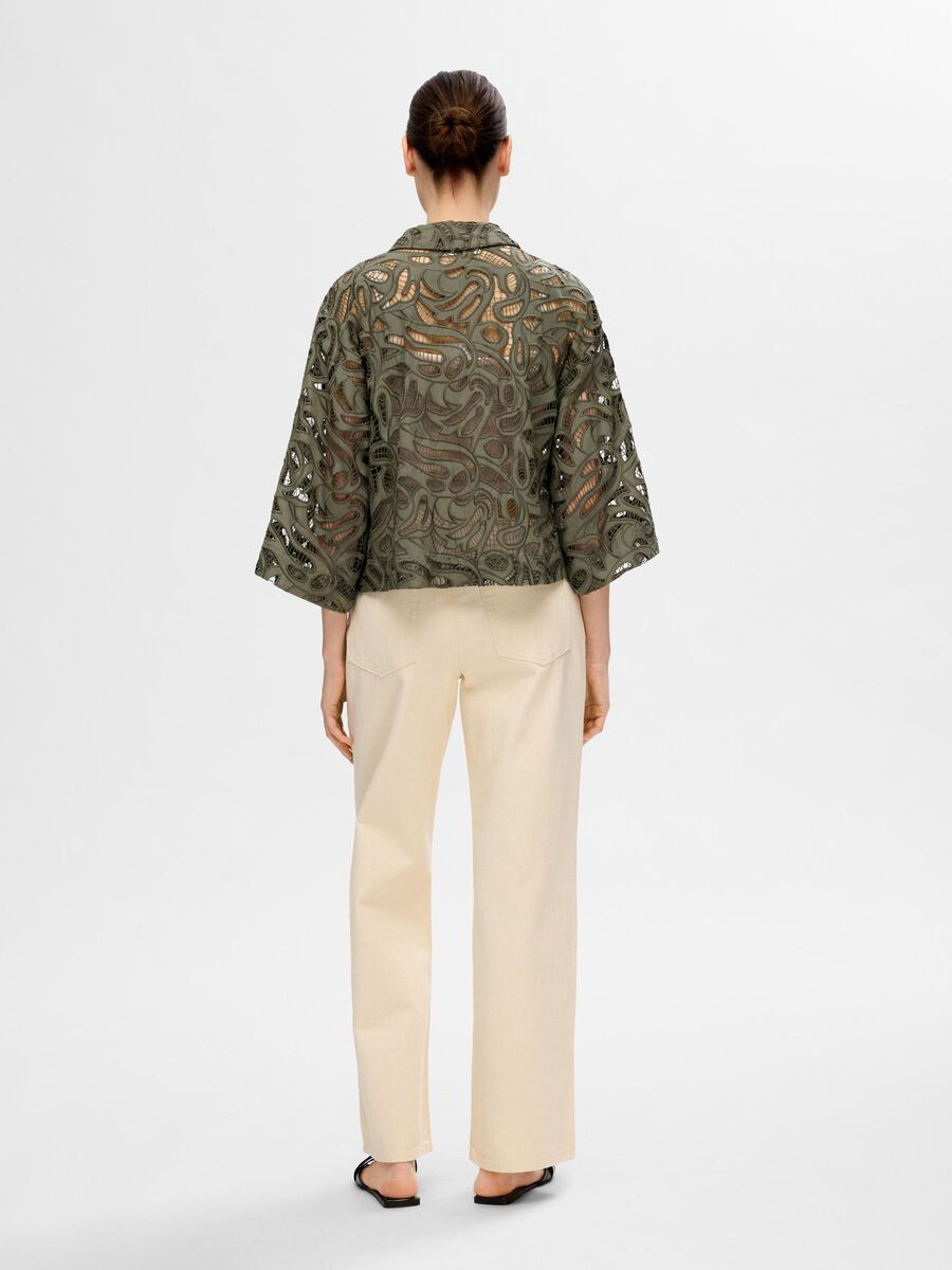 Allia 3/4 Cropped Broderi Shirt