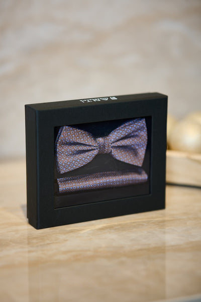 Sløyfe m/lommetørkle - Småmønstret Brun