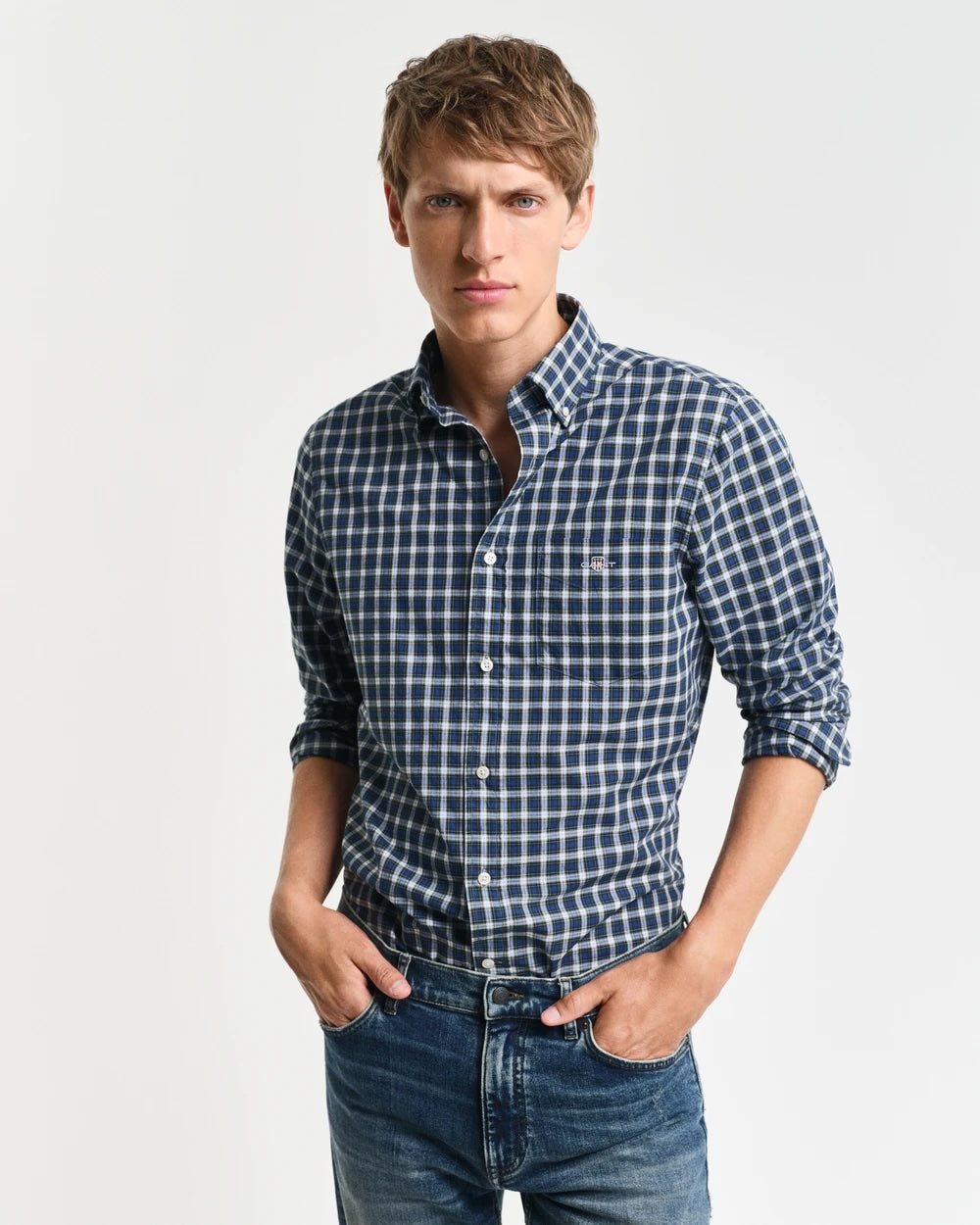 Reg Classic Poplin Tartan Shirt - Collage Blue