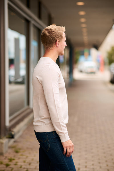Tray Ls Knit Merino Crew Neck Noos - Beige