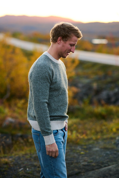 Rai LS Knit Crew Neck - Deep Forest/Ministripe