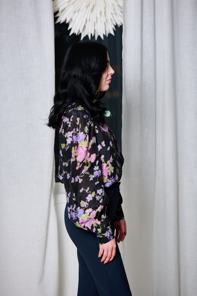 Striped Organza Blouse - Midnight Viola