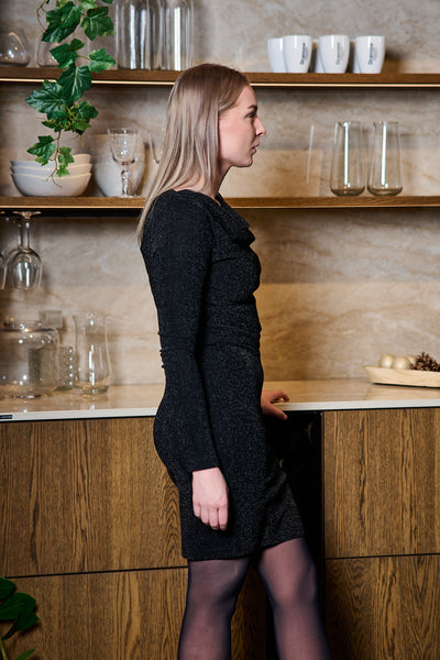 Anja LS Slim Short Dress - Black