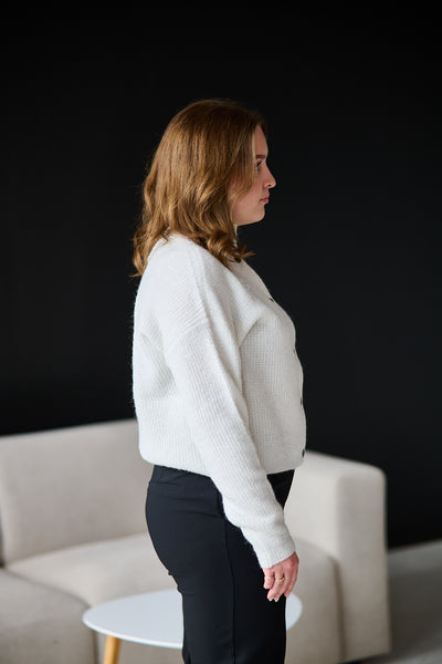 Alpha Shimmer Cardigan - Ivory with Lurex