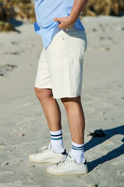 Alex 201 Ecru Hemp Shorts White Denim