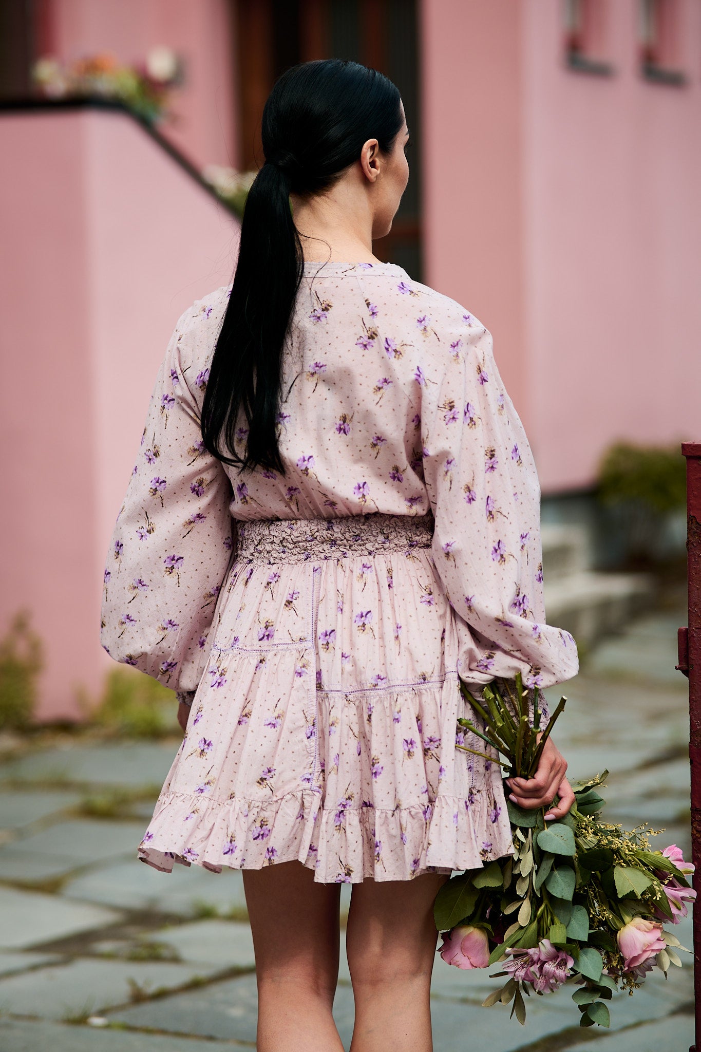 Patchwork Mini Shirt Dress Purple Rain