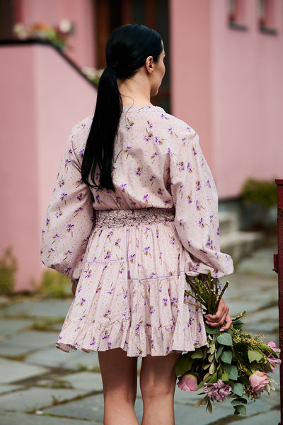 Patchwork Mini Shirt Dress Purple Rain