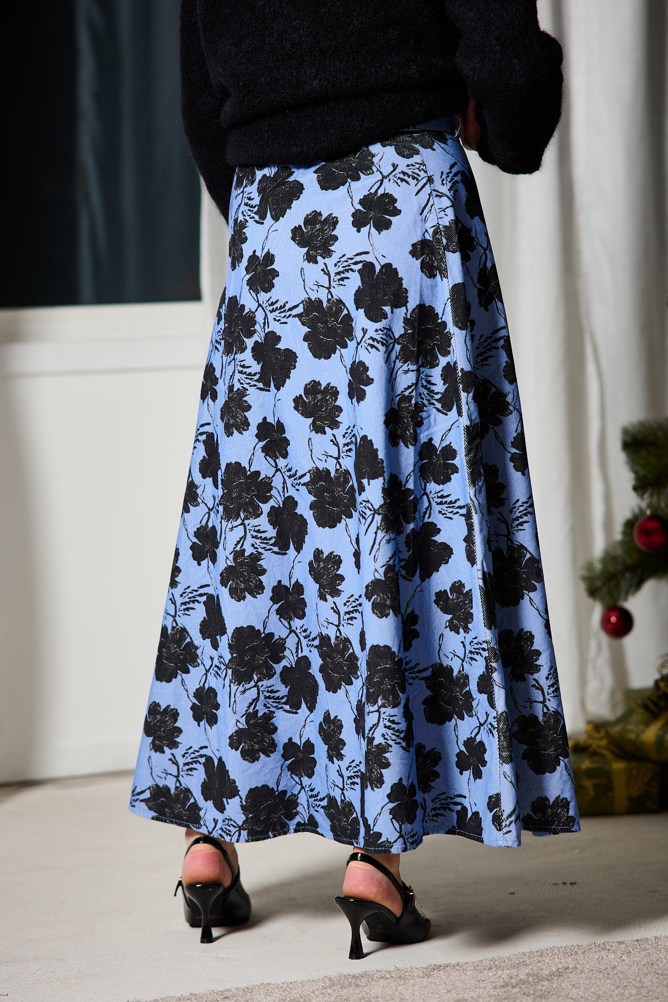 Cord Maxi Skirt - Blue Peony