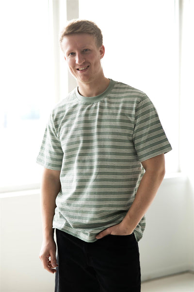 Eli Seersucker SS O-neck Tee - Iceberg Green