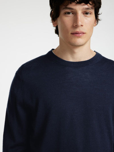 Tray LS Knit Merino Crew Neck - Navy Blazer