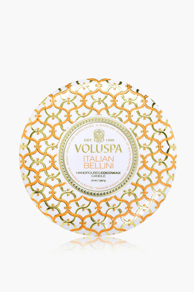 3 Wick Tin Candle, 40 timer - Italian Bellini