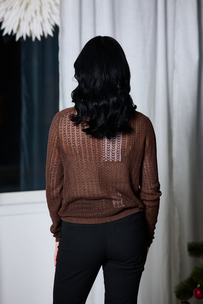 Hennah Ls Knit Cardigan - Chestnut