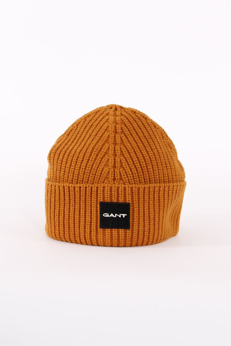 Cotton Rib Knit Beanie - Cinnamon Brown