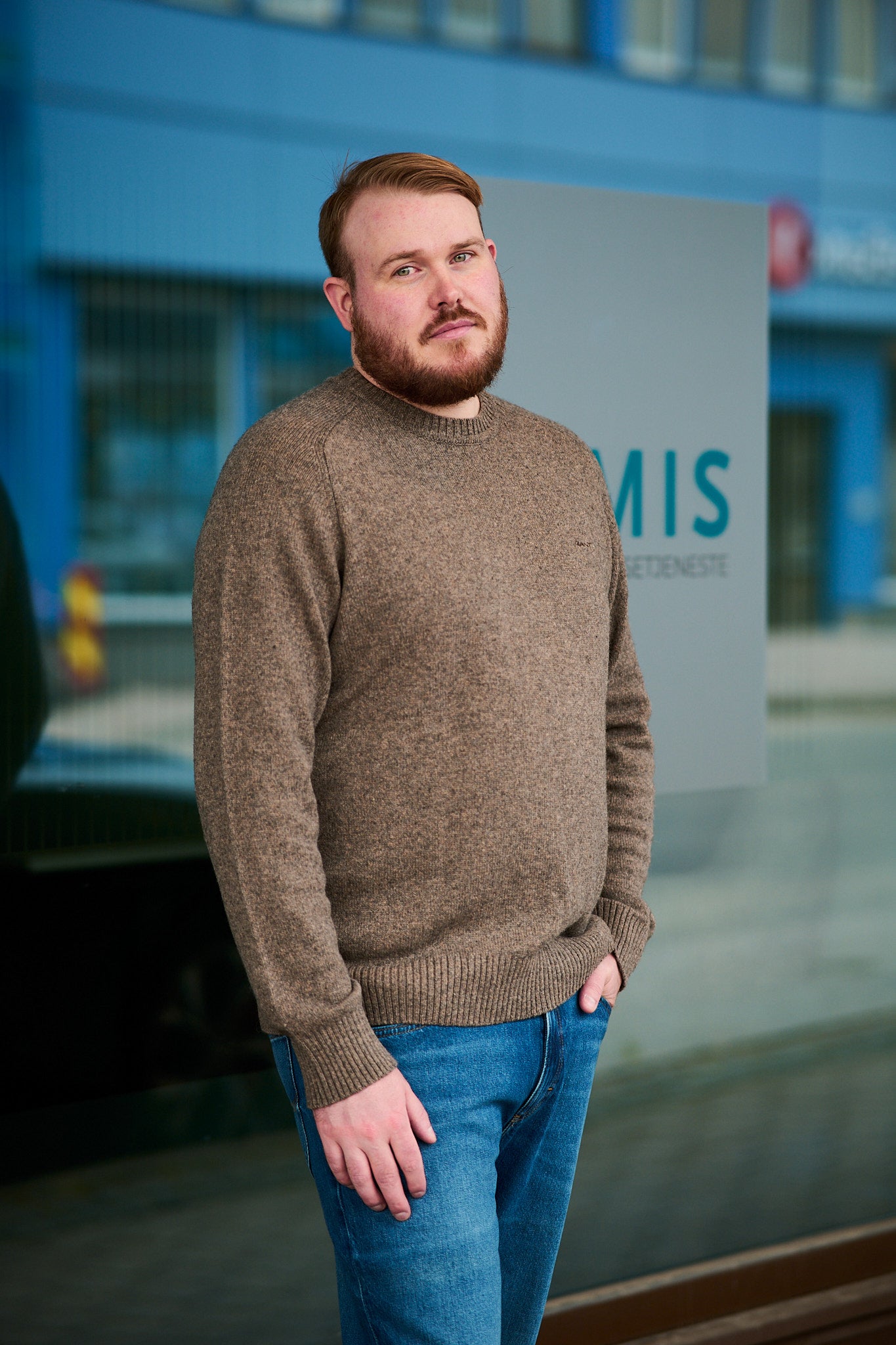 Wool Blend C-Neck Dark hazelnut melange