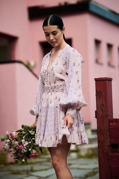 Patchwork Mini Shirt Dress Purple Rain