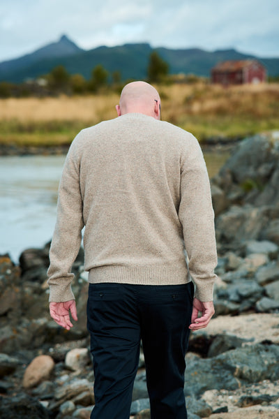 Neil LS Knit Neps Crew Neck - Oatmeal