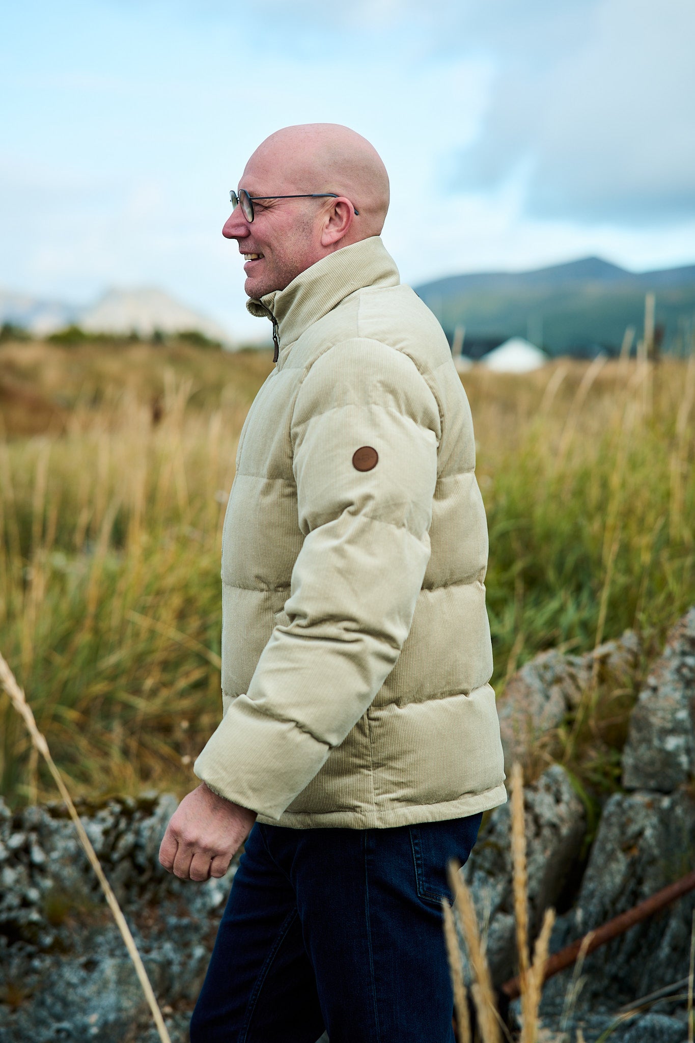 Cord Puffer Jacket - Greige