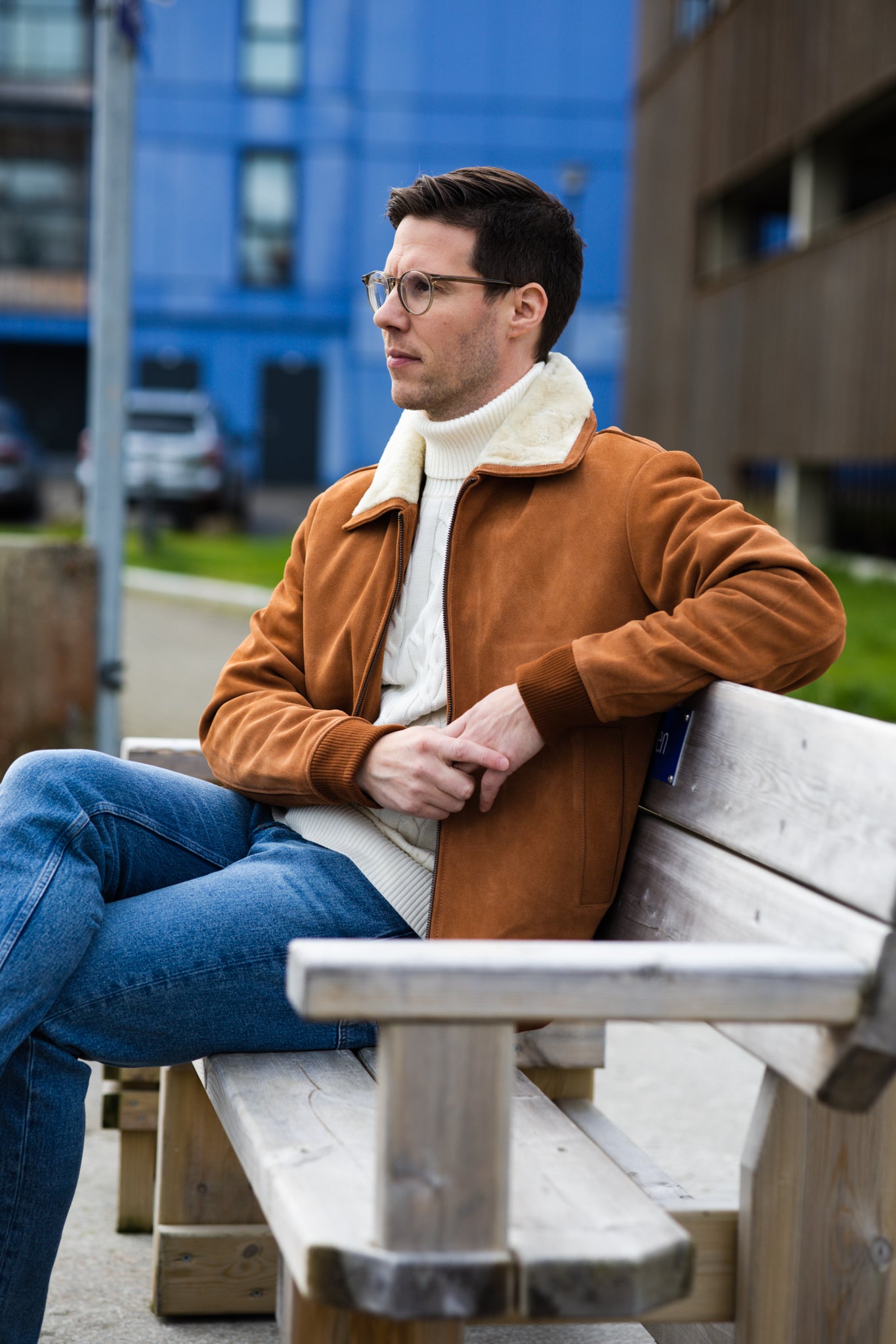 Hare Shearling Collar Blouson - Glazed Ginger