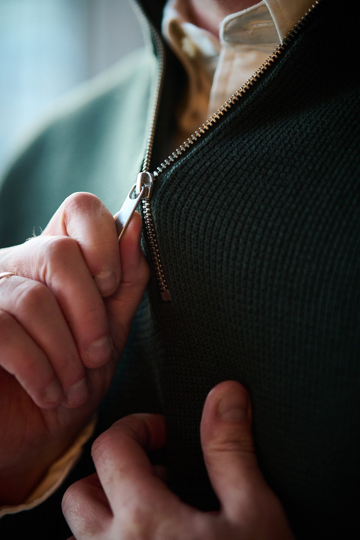 Dane Ls Knit Structure Half Zip - Deep Forest