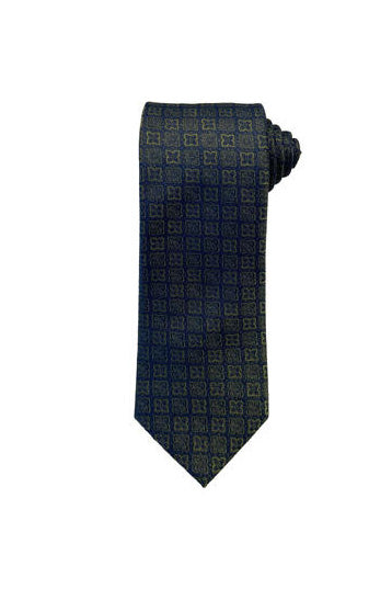 Silkeslips + Lommetørkle - Mønstret Grønn