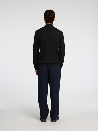 Tray LS Knit Merino Half Zip - Black