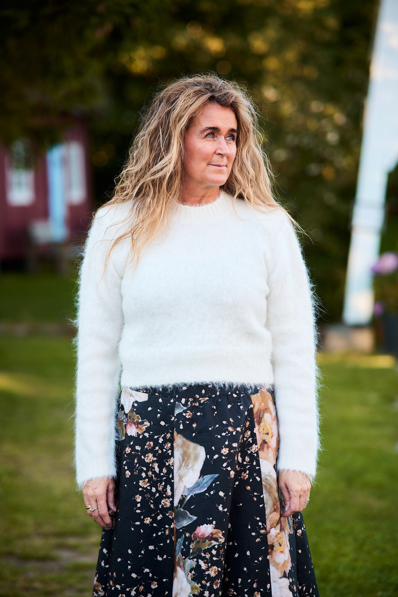 Hairy Knit Fitted Sweater - Off White