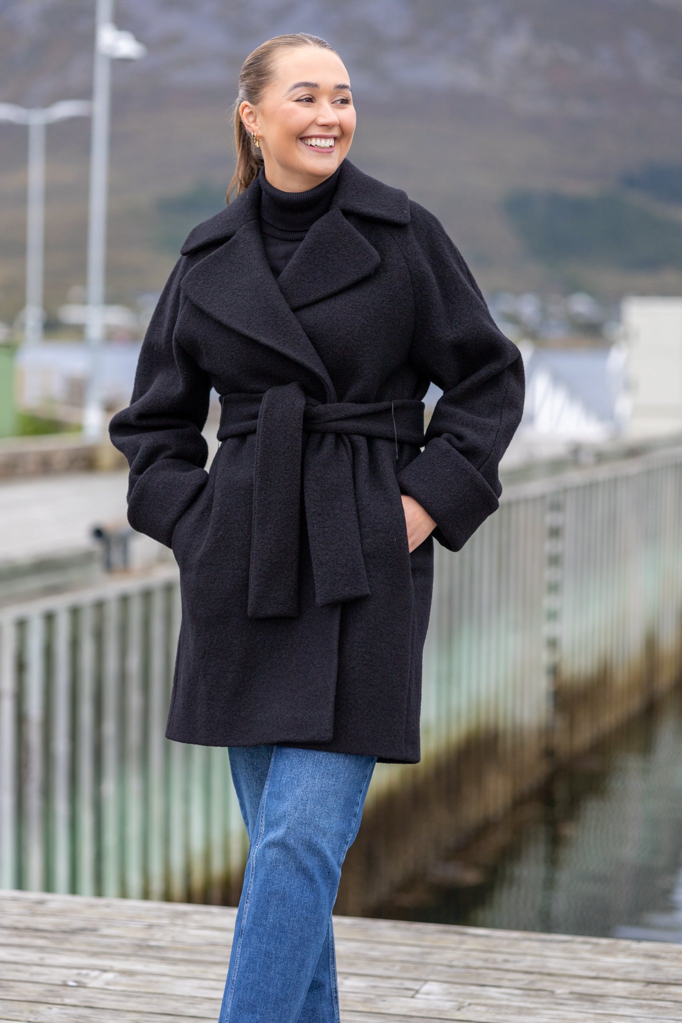 The Product By Vanessa Rudjord Wool Coat Mid - Black