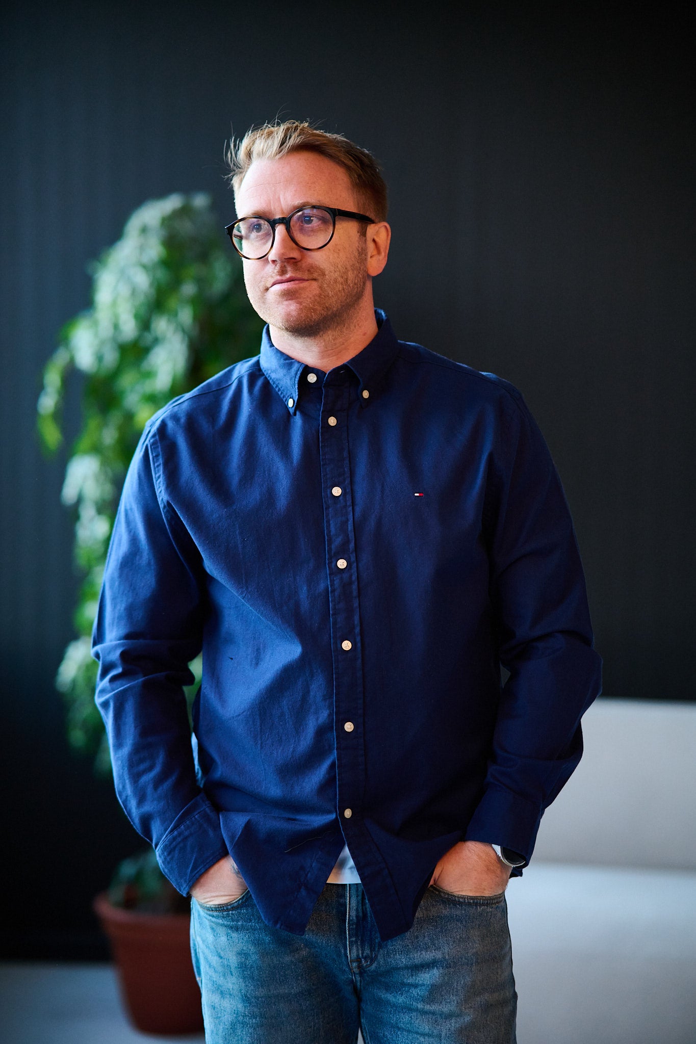 Flex Flannel Solid RF Shirt - Preppy Navy