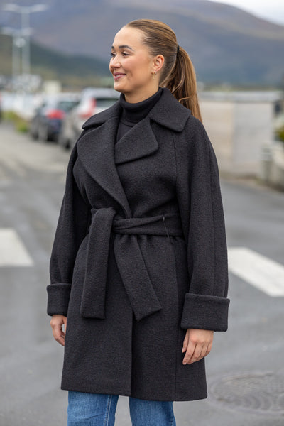 The Product By Vanessa Rudjord Wool Coat Mid - Black