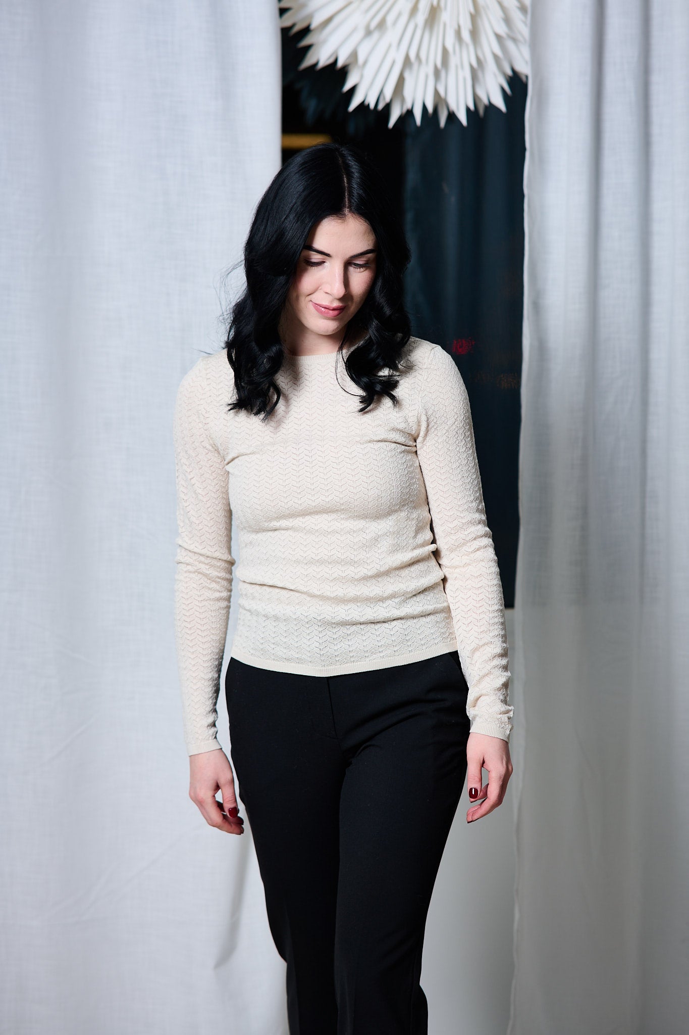 Naja Tight LS Knit O-neck - Birch