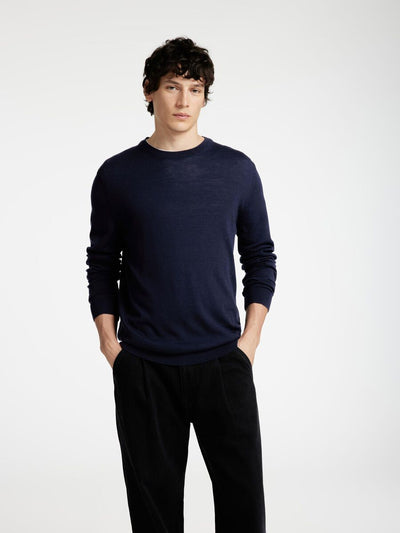 Tray LS Knit Merino Crew Neck - Navy Blazer