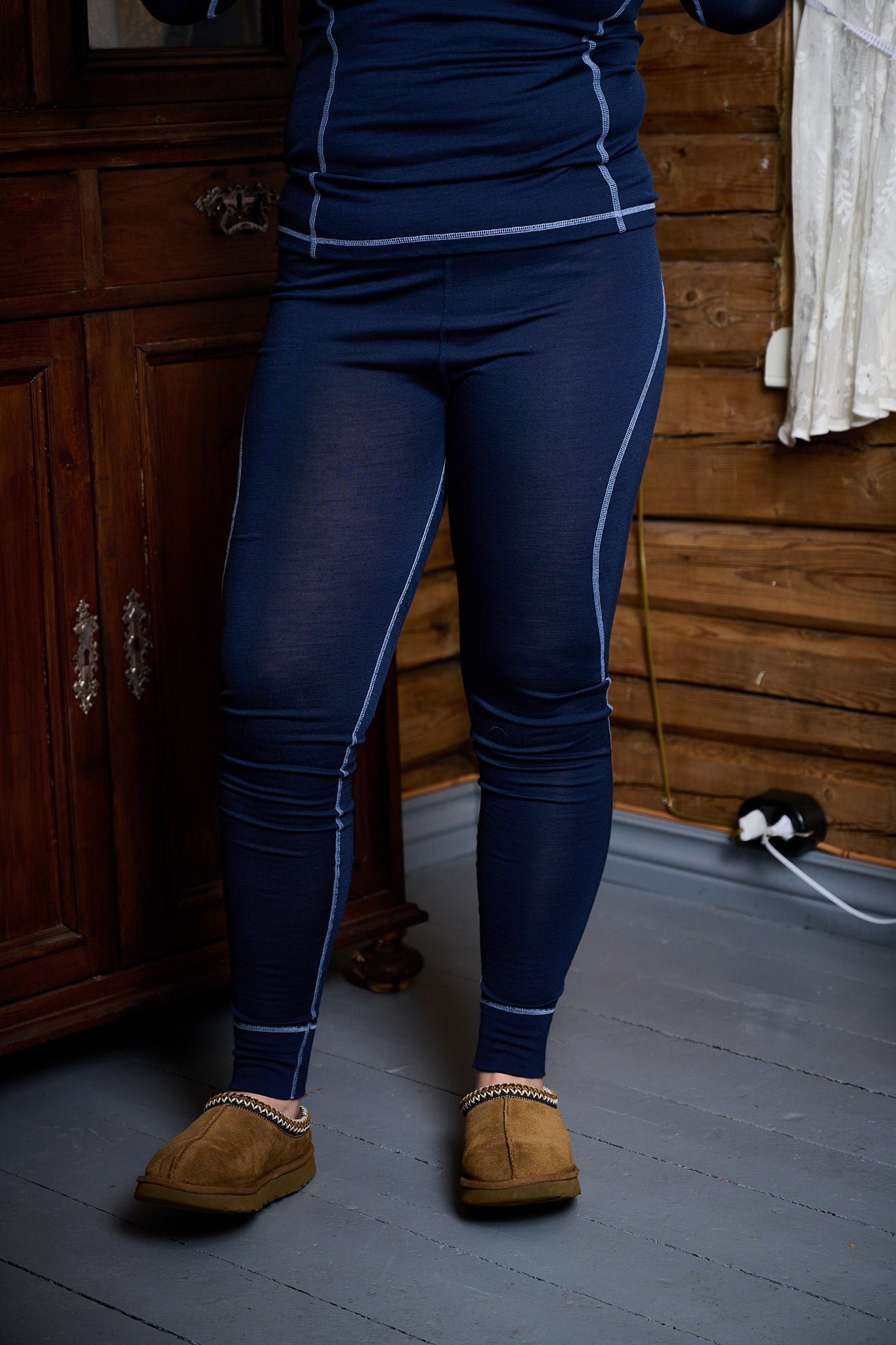 Womens Long Legs Merino Wool - Navy