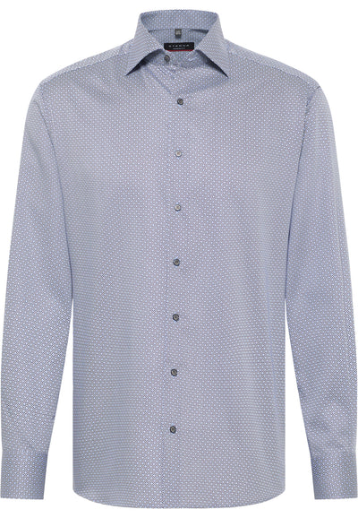 PRINT SKJORTE MODERN FIT BLÅ/LYSEBLÅ