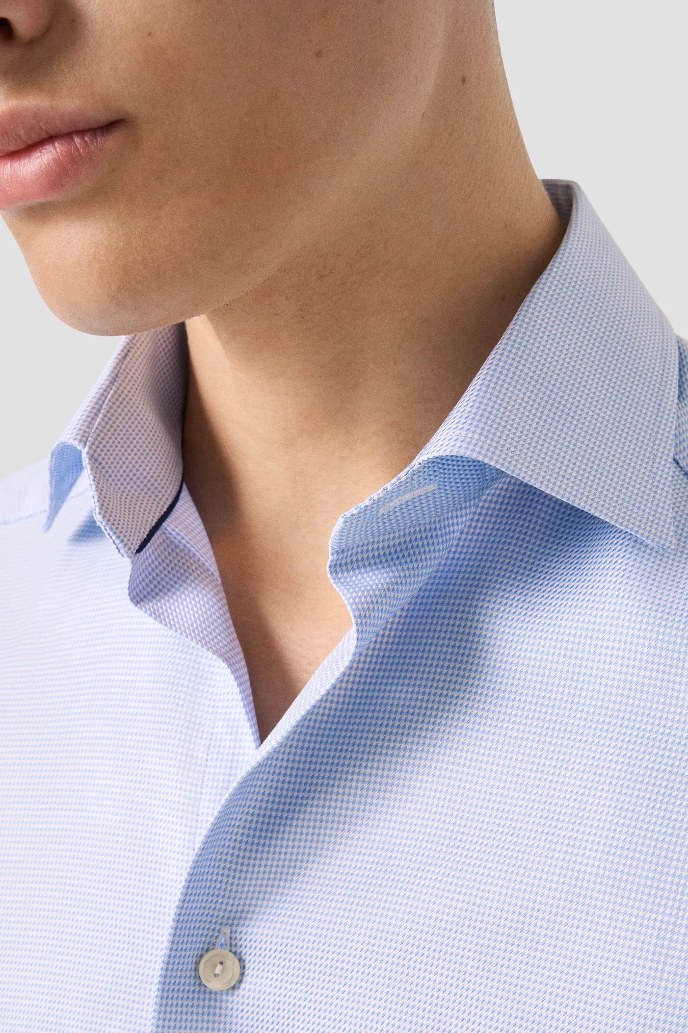 Semi-Solid Twill Shirt Slim Fit - Blue