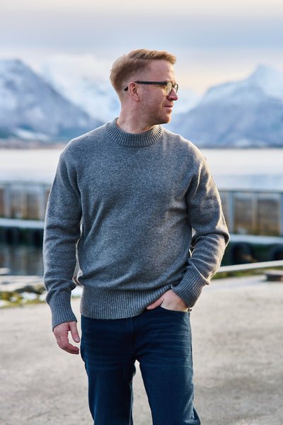 Calle Relaxed Cashmere Blend Crew - Grey Melange