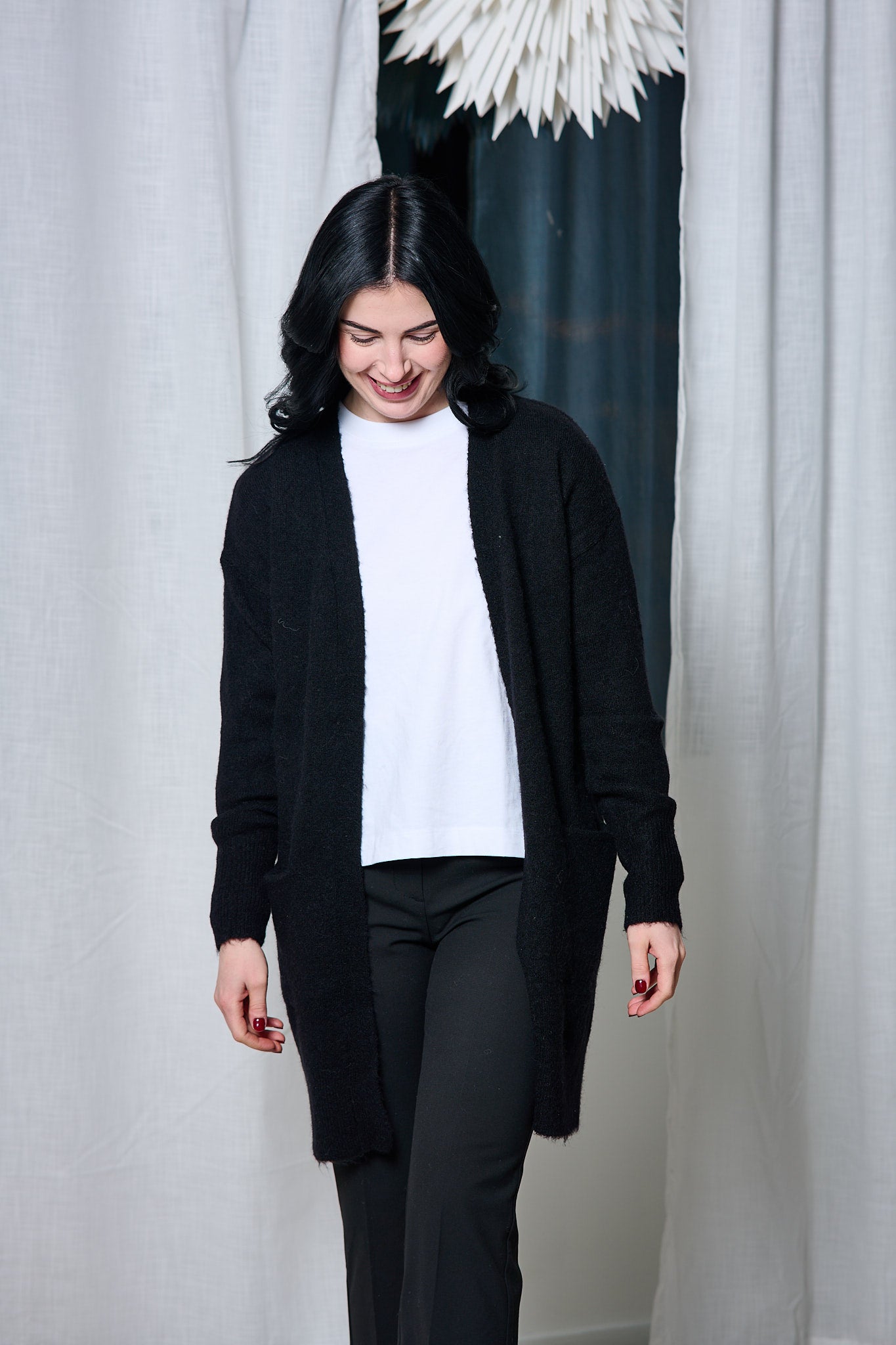 Lulu New LS Knit Long Cardigan Black