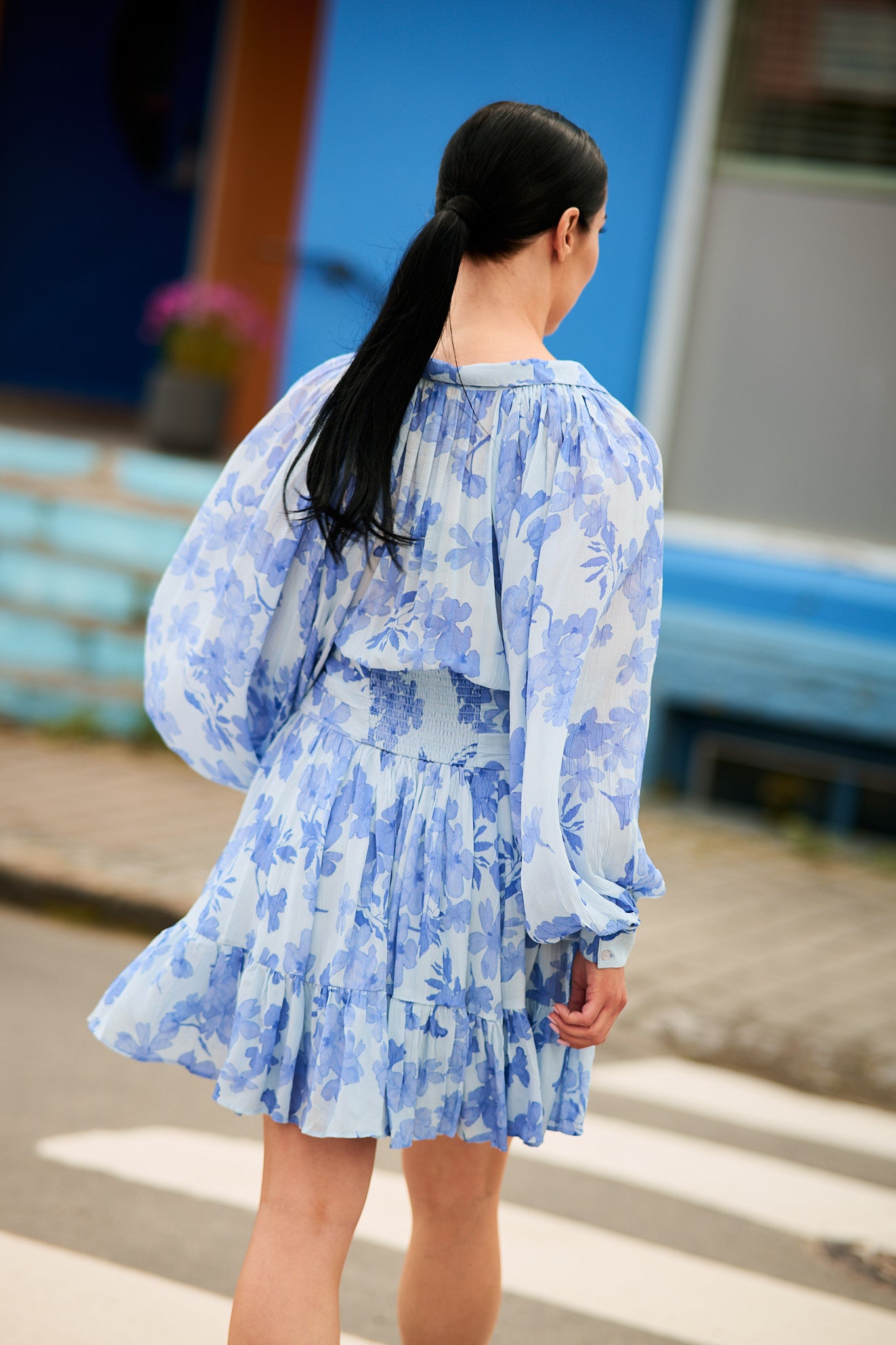 Chiffon Mini Dress - Skye Blue