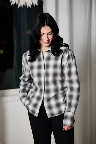 Maya Slim LS Checked Shirt - Formal Gray