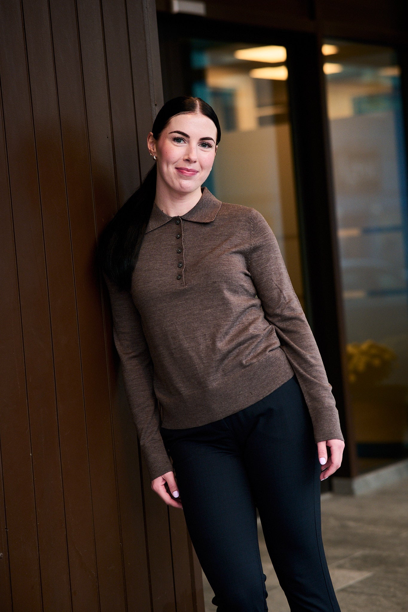 Thea Ls Knit Merino Collar Neck